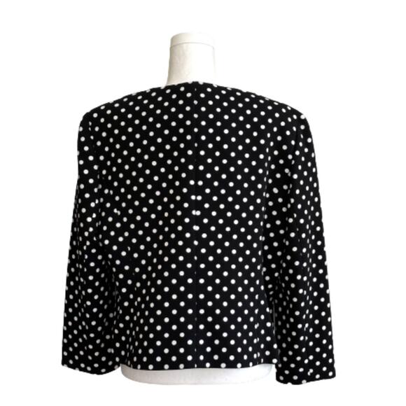 Nine West Blazer Jacket White Polka Dot Snap Front Crew Neck Blazer Size 14 - Picture 5 of 11